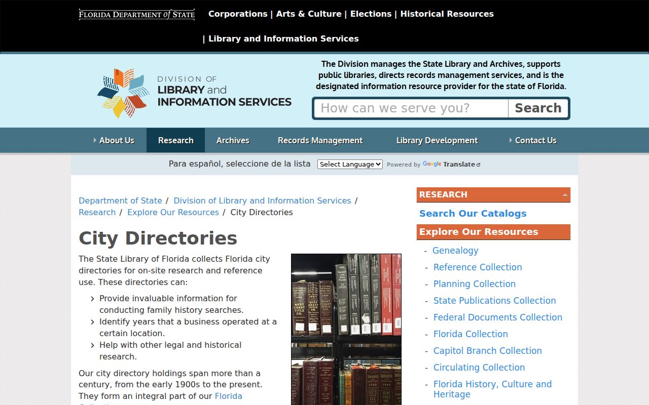 State Library of Florida city directories collection page for Fort Pierce research