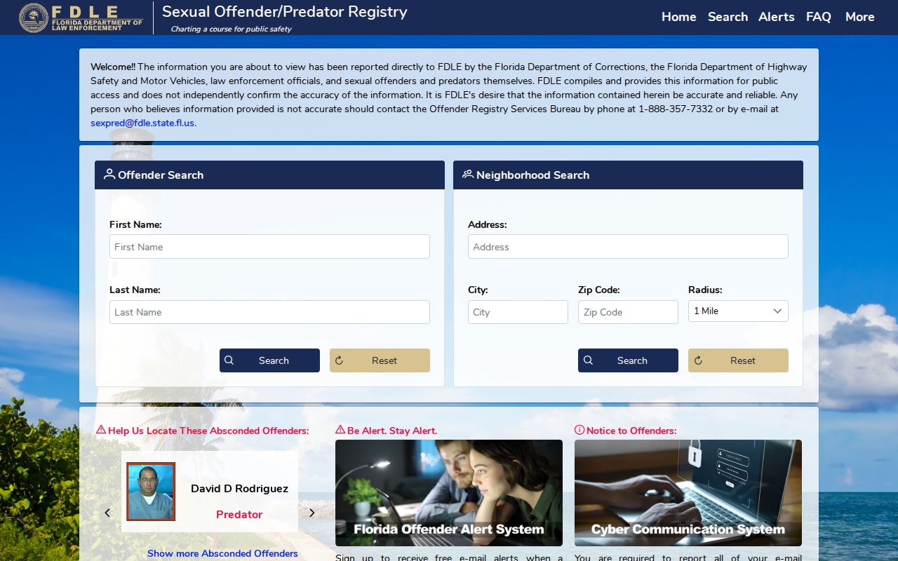 Florida offender registry neighborhood search relevant to Fort Pierce